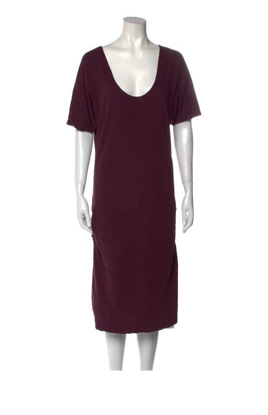 James Perse T Shirt Dress Wine Burgundy Short Sleeve ScoopNeck cotton
